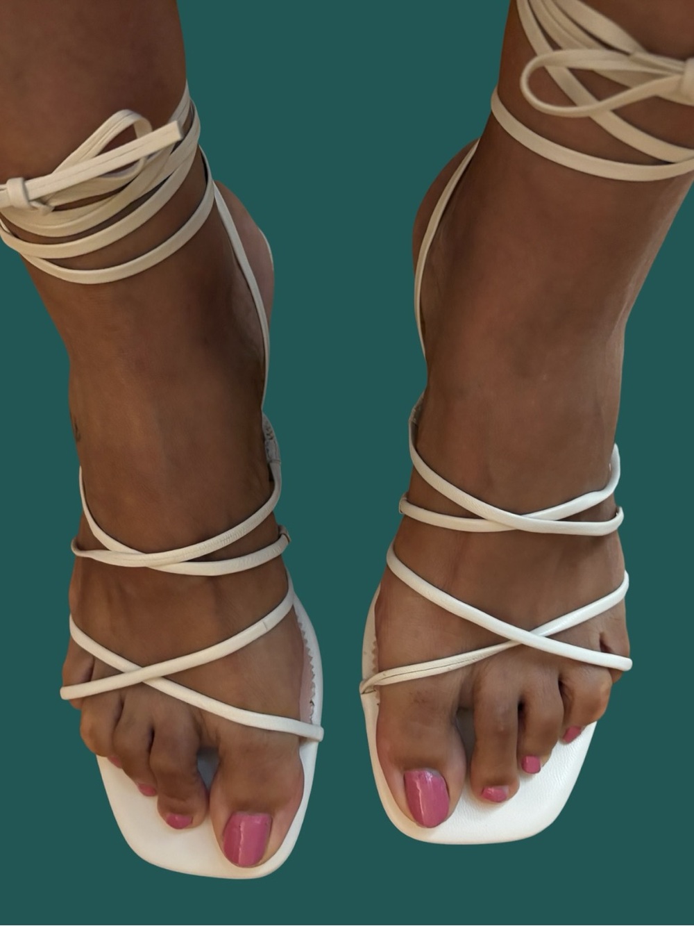 J. Crew Cream Lace-Up Square Toe Strappy Sandals